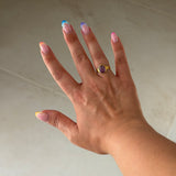 Bague OPHÉLIE – Pierre ronde en acier inoxydable