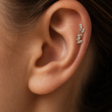 Piercing oreille JULIETTE - Feuilles marquise strassées en titane