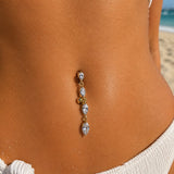 Piercing pour nombril SALOMÉ - Cascade de strass en acier inoxydables
