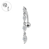 Piercing pour nombril SALOMÉ - Cascade de strass en acier inoxydables