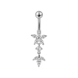 Piercing pour nombril ALIZÉ - Fleurs pendantes de strass en acier inoxydables