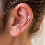 Piercing oreille ROMY - Cristaux scintillants en acier inoxydables