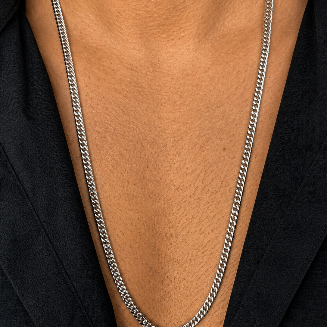 Collier ALEXIS - Maille gourmette en acier inoxydable argenté