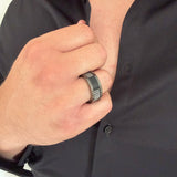 Bague BRYAN – Bague en acier inoxydable noir et argenté