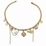 Collier SOPHIA - Charms florales et perles nacrées en acier inoxydables