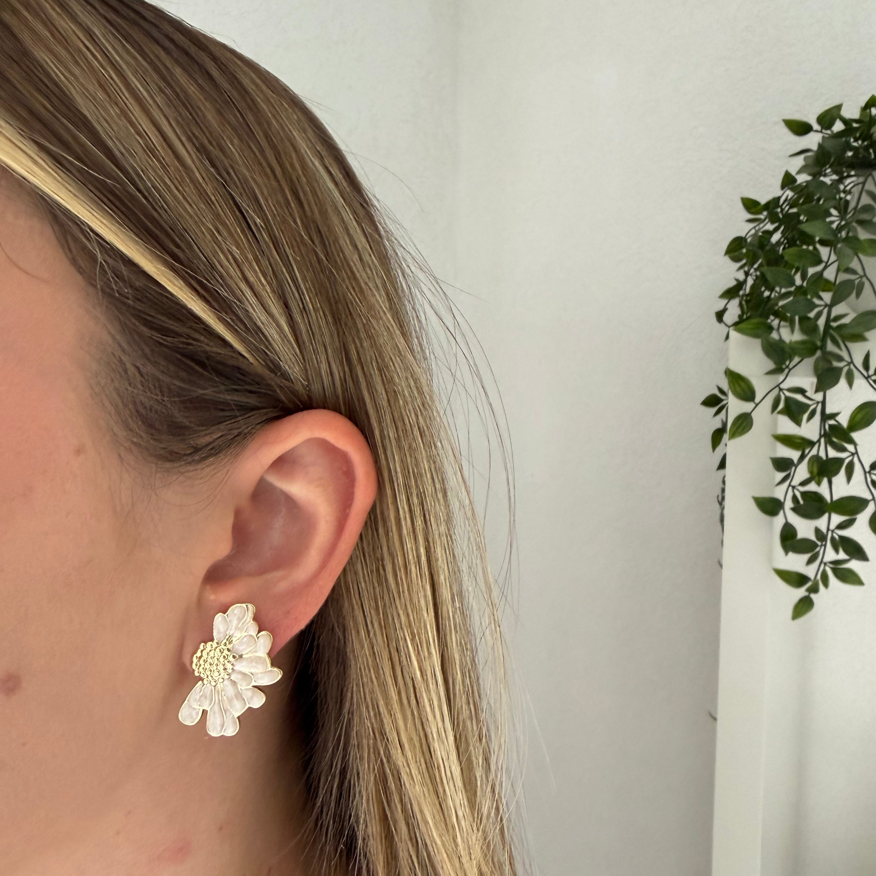 Boucles d’oreilles SERENA - Demi fleur en acier inoxydable