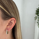 Boucles d’oreilles CAMILLE -  Anneau carré avec strass en acier inoxydable