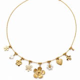 Collier ROMANE - Multiples charms florales en acier inoxydables