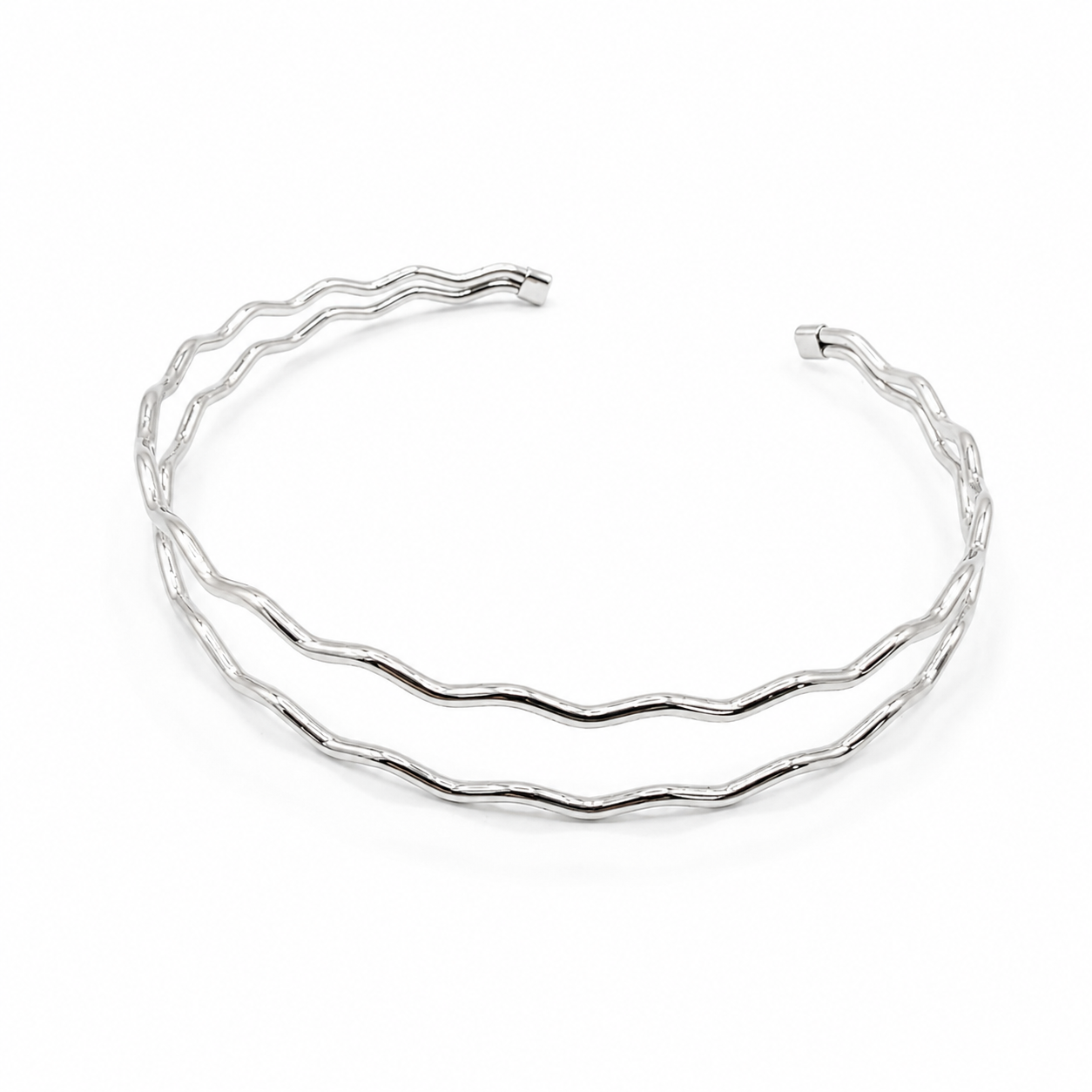 Bracelet de bras FLAVIE - lignes ondulées en acier inoxydable