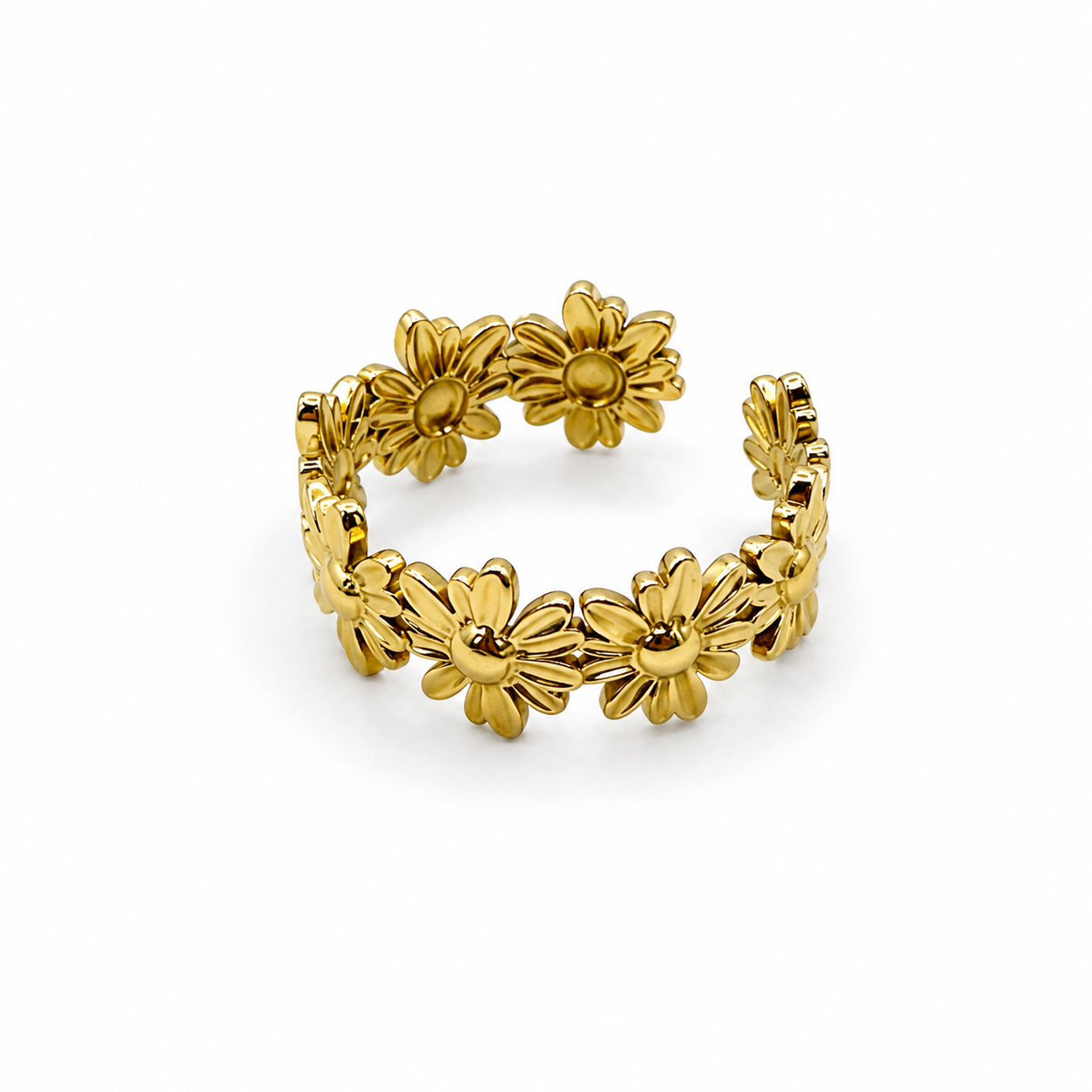 Bague FLORA - Design floral élégant en acier inoxydable