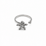 Bague STELLA – Etoile de mer rotative anti-stress avec strass en acier inoxydable