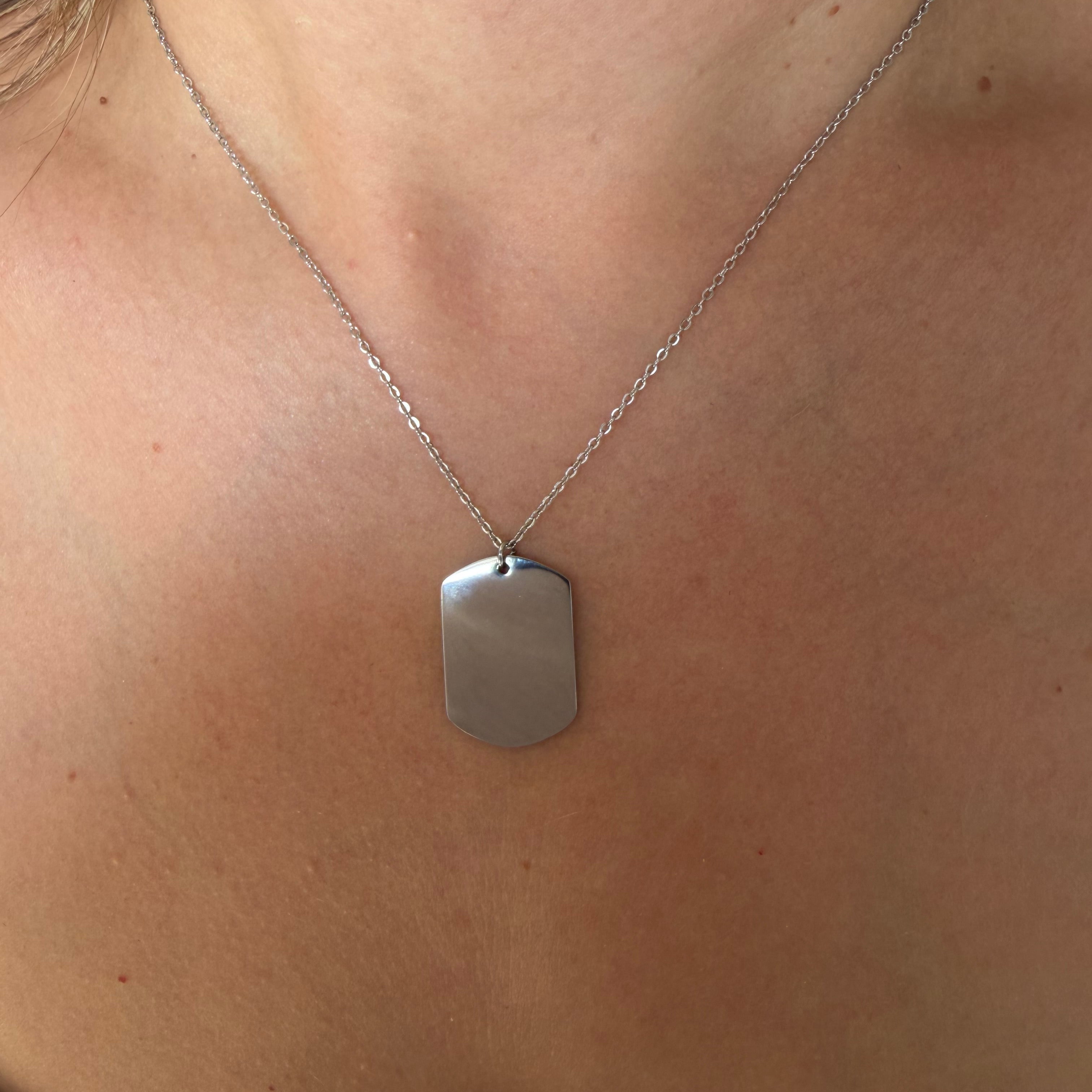Collier ALIX – Plaque à graver en acier inoxydable