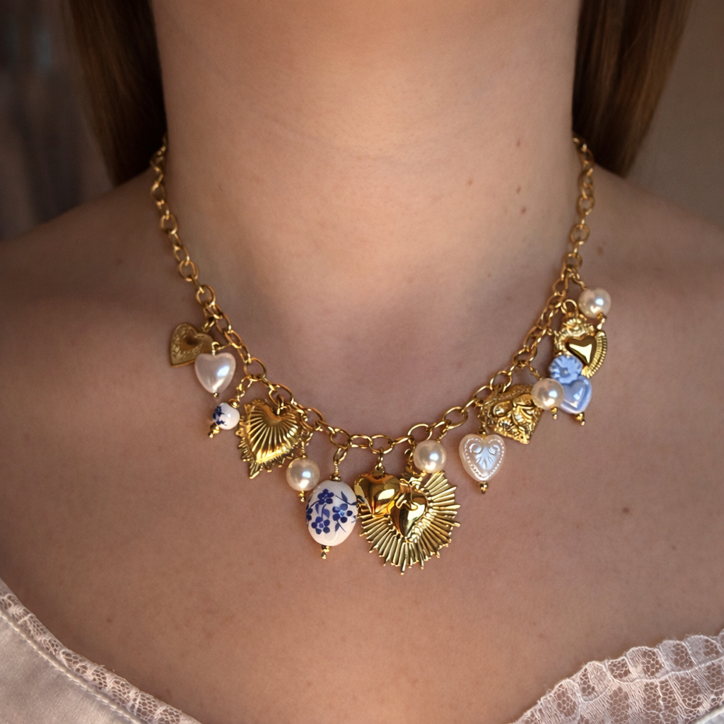 Collier ILARIA – Chaîne maillons et breloques en acier inoxydable