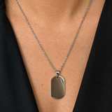 Collier MATHIS - Plaque à graver en acier inoxydable argenté (collier sur mesure)