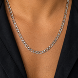 Collier THÉO - Maille Figaro en acier inoxydable argenté
