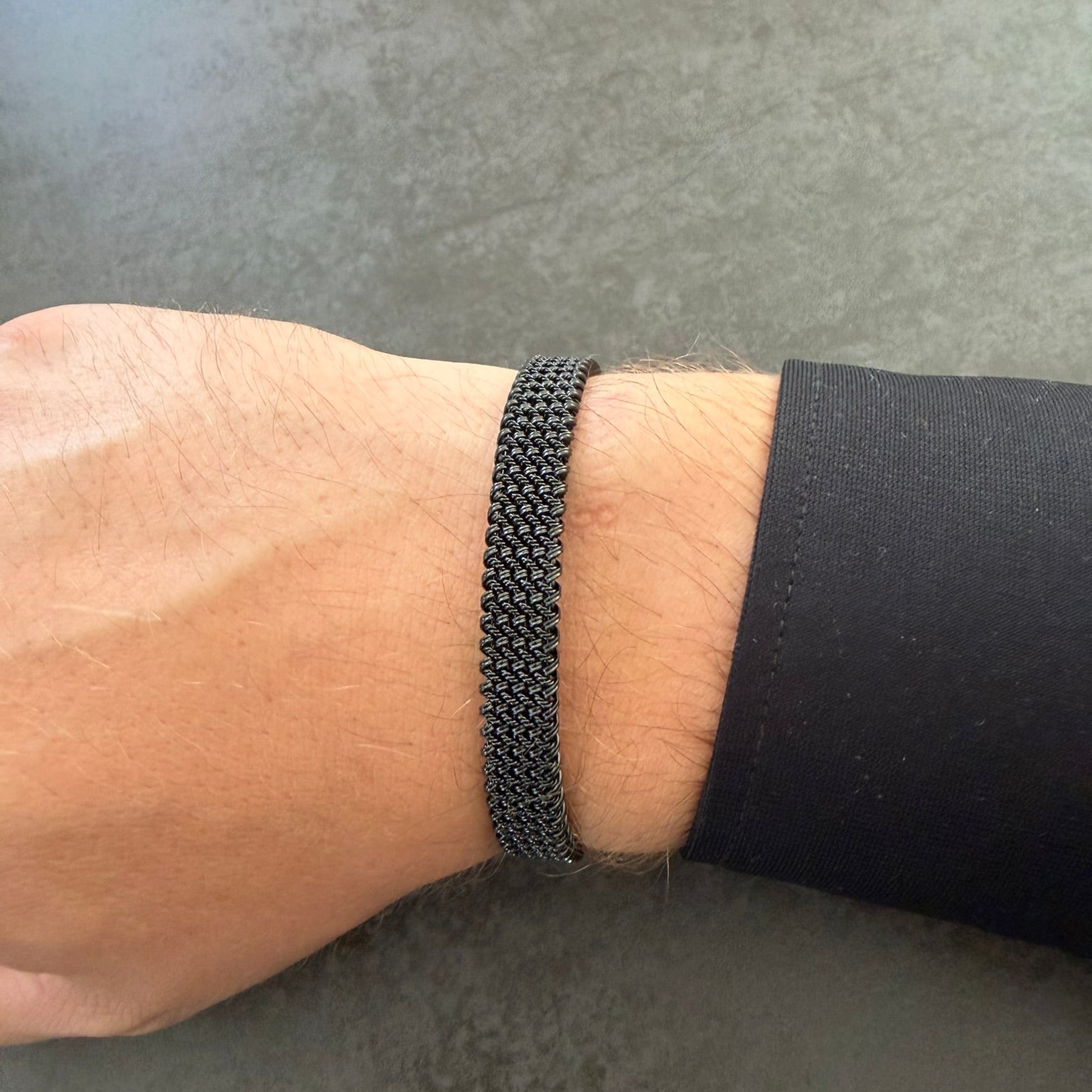 Bracelet MAXIME - Maille tressée en acier inoxydable noir