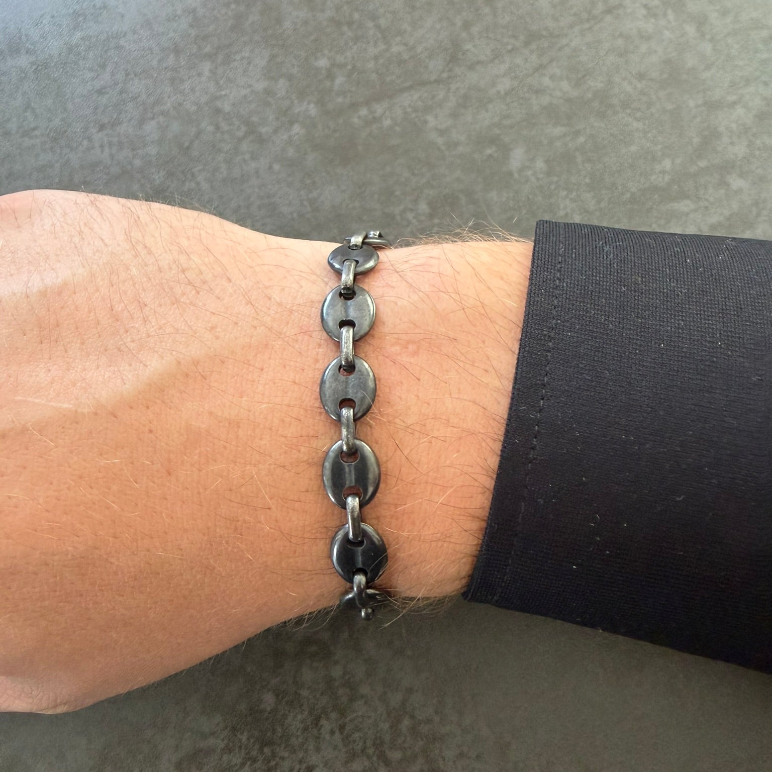 Bracelet ETHAN -  Maille grain de café en acier inoxydable