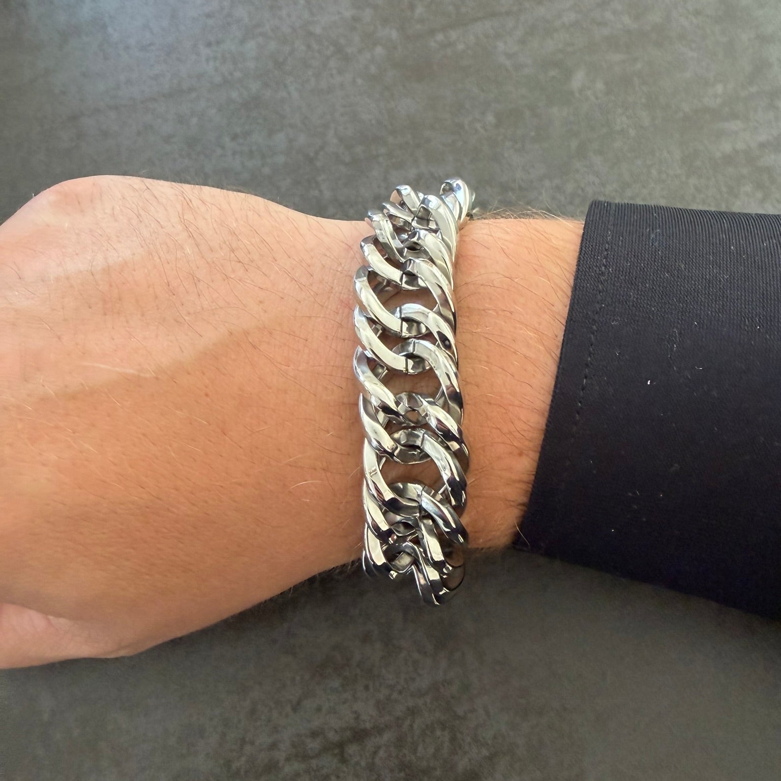 Bracelet EDEN – Bracelet en acier inoxydable argenté à maille gourmette