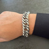Bracelet EDEN – Bracelet en acier inoxydable argenté à maille gourmette