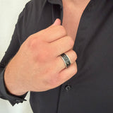 Bague ISAAC – Bague en acier inoxydable argenté et noir
