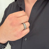 Bague NOÉ - Chaîne centrale en acier inoxydable noir et argenté