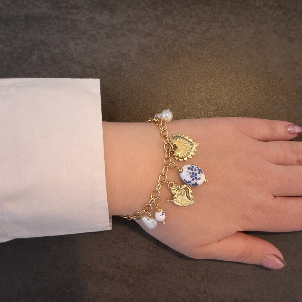 Bracelet ILARIA - chaîne maillons avec breloques en acier inoxydables