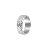 Bague ELIO - Acier inoxydable argenté texturé