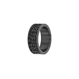 Bague MATHÉO - Acier inoxydable noir texturé