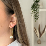 Boucles d’oreilles MAIA – Créoles ovales ouvertes dorées avec perle