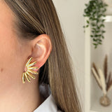 Boucles d’oreilles SOLINE – Éventail doré en acier inoxydable