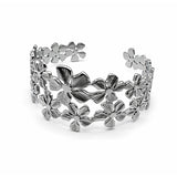 Bracelet ADELE – Manchette fleurs argentée en acier inoxydable