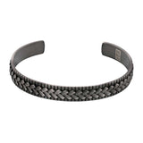 Jonc SACHA - Motif tressé en acier inoxydable noir