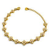 Bracelet JULIA – Trèfles pavés de strass doré ou argenté en acier inoxydable