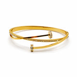 Bracelet MARIE – Jonc clou avec zirconiums doré ou argenté en acier inoxydable