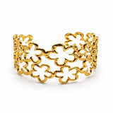 Bracelet MYA – Manchette fleurs ajourées dorée en acier inoxydable