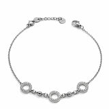 Bracelet OCEANE – Chaîne fine argentée avec pampilles cercles strassés