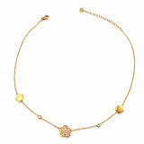 Collier AMBRE – Trèfle doré porte-bonheur en acier inoxydable