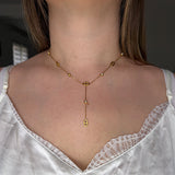 Collier sautoir JADE – En Y avec strass en acier inoxydable