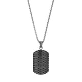 Collier JOSHUA - Pendentif plaque gravée en acier inoxydable argenté