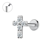 Piercing Croix Scintillante en Acier Inoxydable