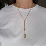 Collier sautoir JADE – Boucle marine doré en acier inoxydable