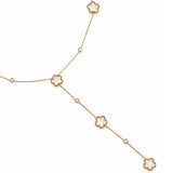 Collier Y IRIS – Pendentif trèfle double face en acier inoxydable noir ou blanc
