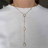 Collier Y IRIS – Pendentif trèfle double face en acier inoxydable noir ou blanc